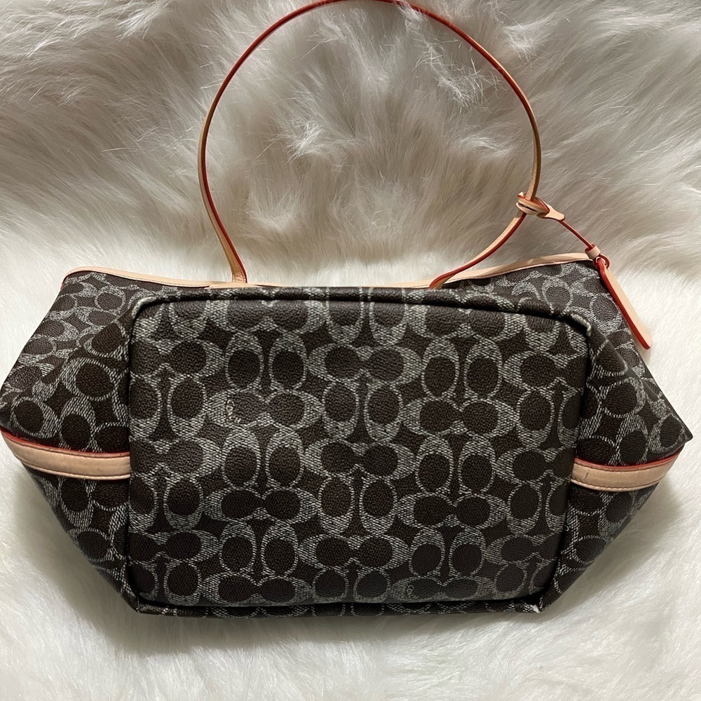 Coach Taxi Tote Bag Brown Signature Logo Canvas w/ Leather Trim- With Dust Bag - Picture 5 of 5